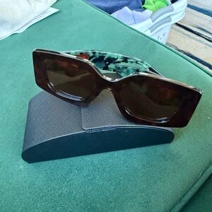 Prada Tortoise and Green Women's PR 15YS Sunglasses